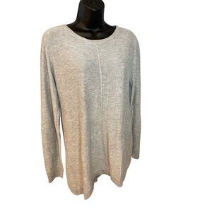 Joan Vass Gray Sweater with Exposed Seam Front and Back Zipper Sz M